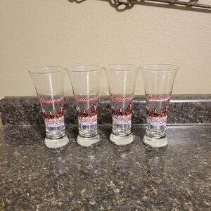 4 Budweiser Pilsner Beer Glasses, Clydesdale Anheuser Busch 2000